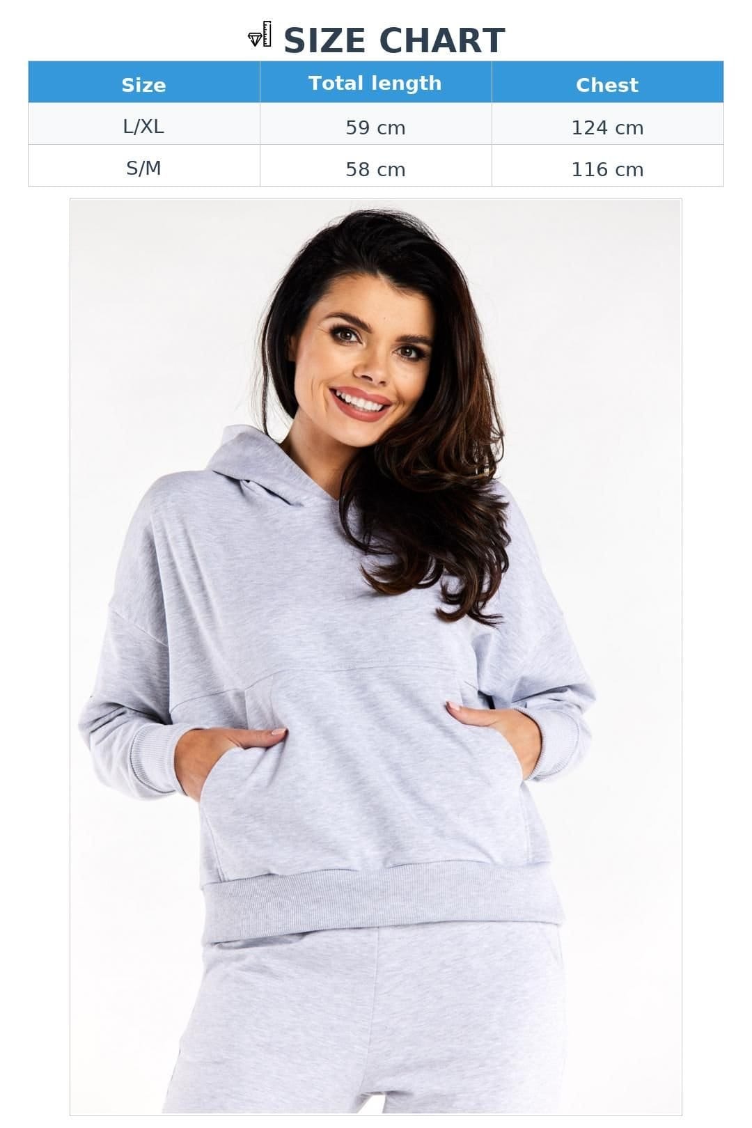 Love Lace Love Lace Women's Loose Hooded Sweatshirt Pocket in Grey - 4