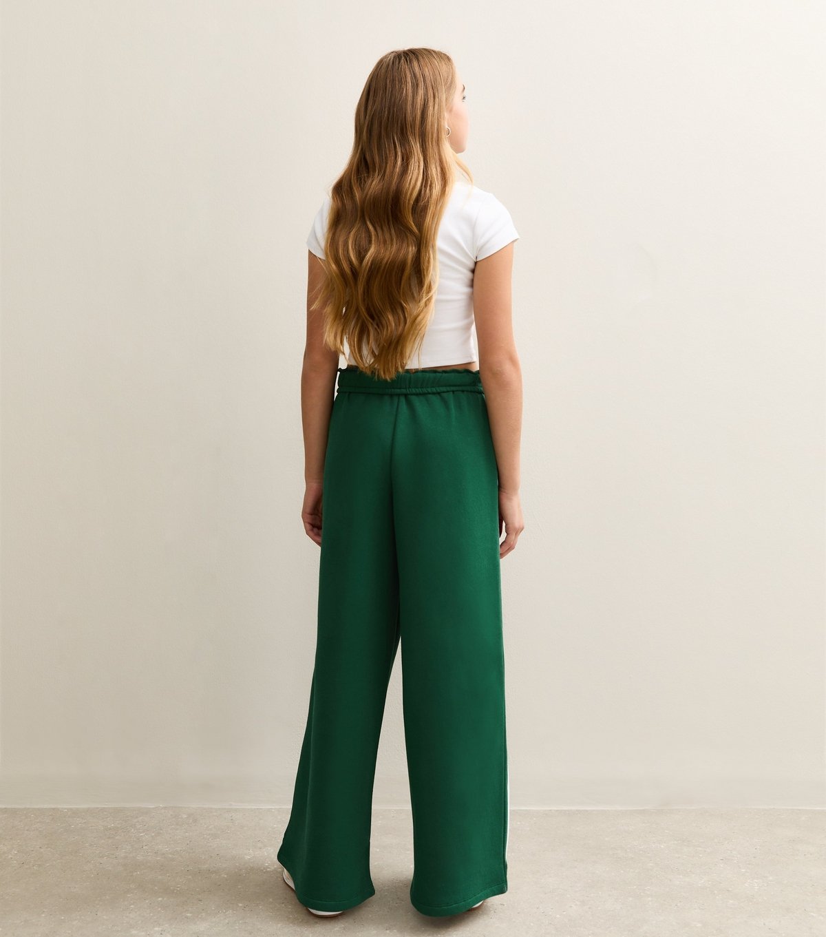 New Look Girls' Dark Green Contrast Trim Super Wide Leg Joggers New Look - 4