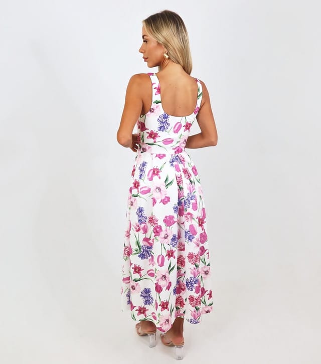 AX Paris Women's Pink Floral Print Square Neck Midi Dress AX Paris New Look - 3