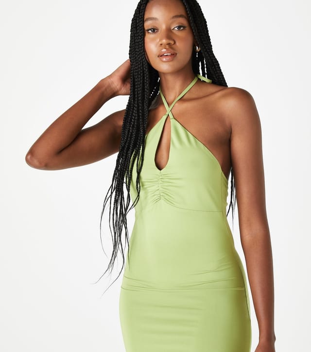 Urban Bliss Women's Light Green Key Hole Halter Neck Mini Dress Urban Bliss New Look - 3