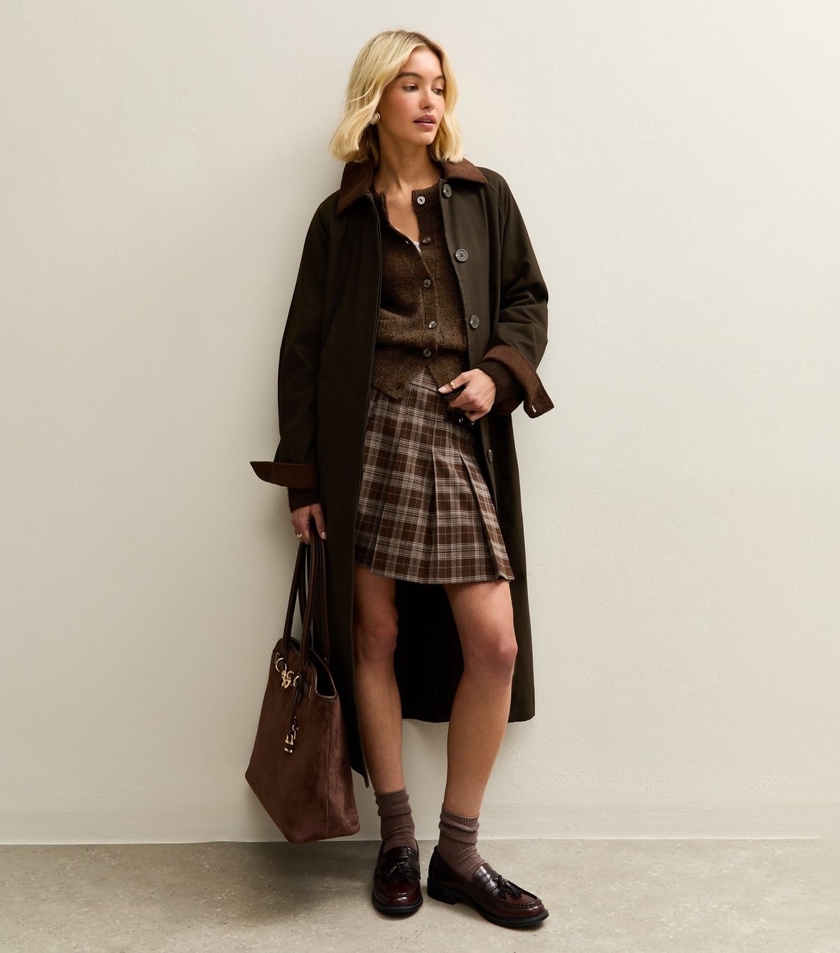 New Look Women's Dark Brown Double Pocket Textured Knit Cardigan New Look - 3