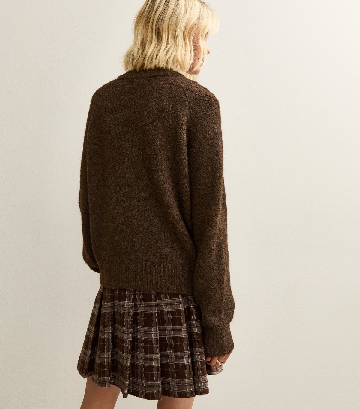 New Look Women's Dark Brown Double Pocket Textured Knit Cardigan New Look - 4