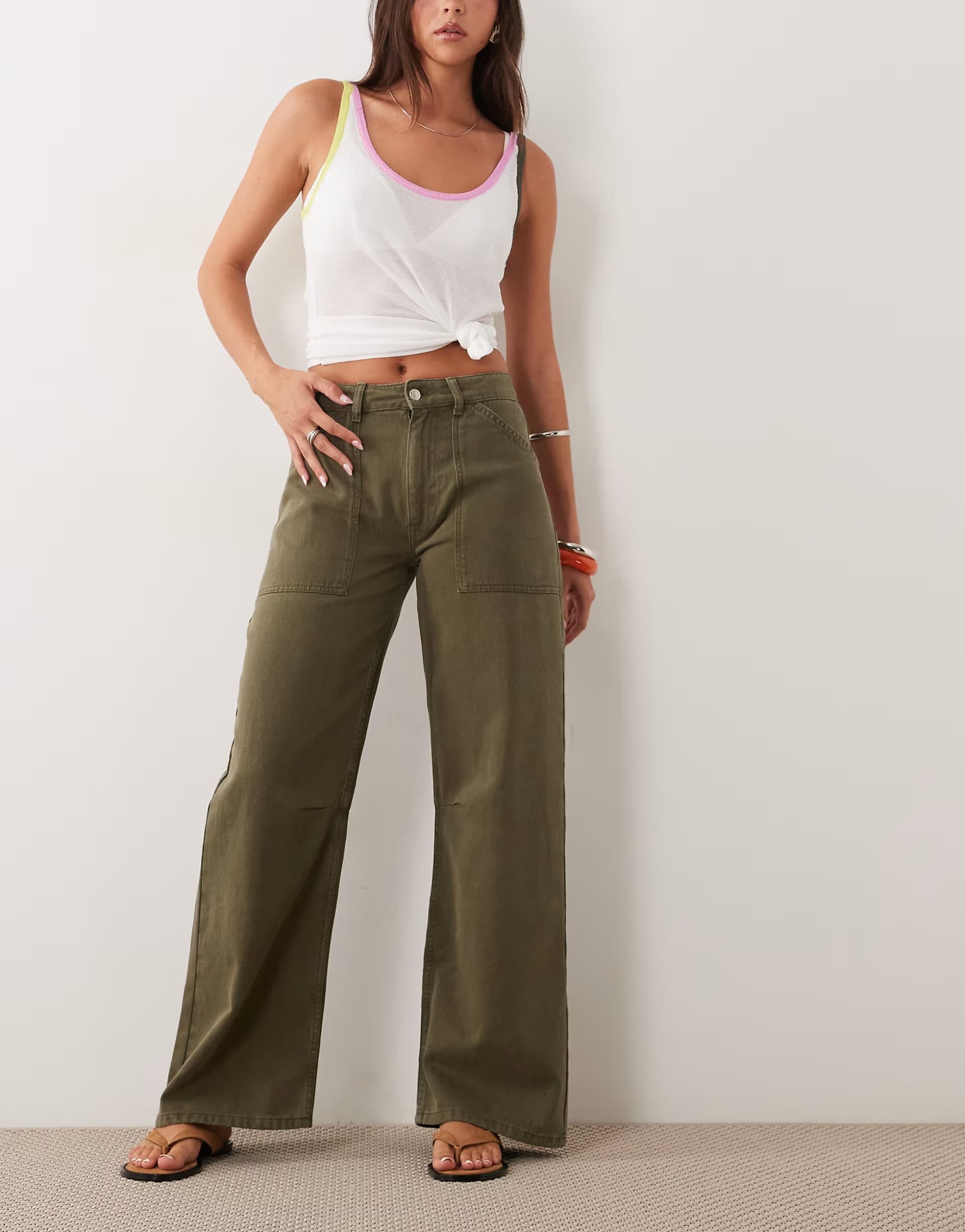 ASOS ASOS DESIGN cargo trouser with knee seams in khaki