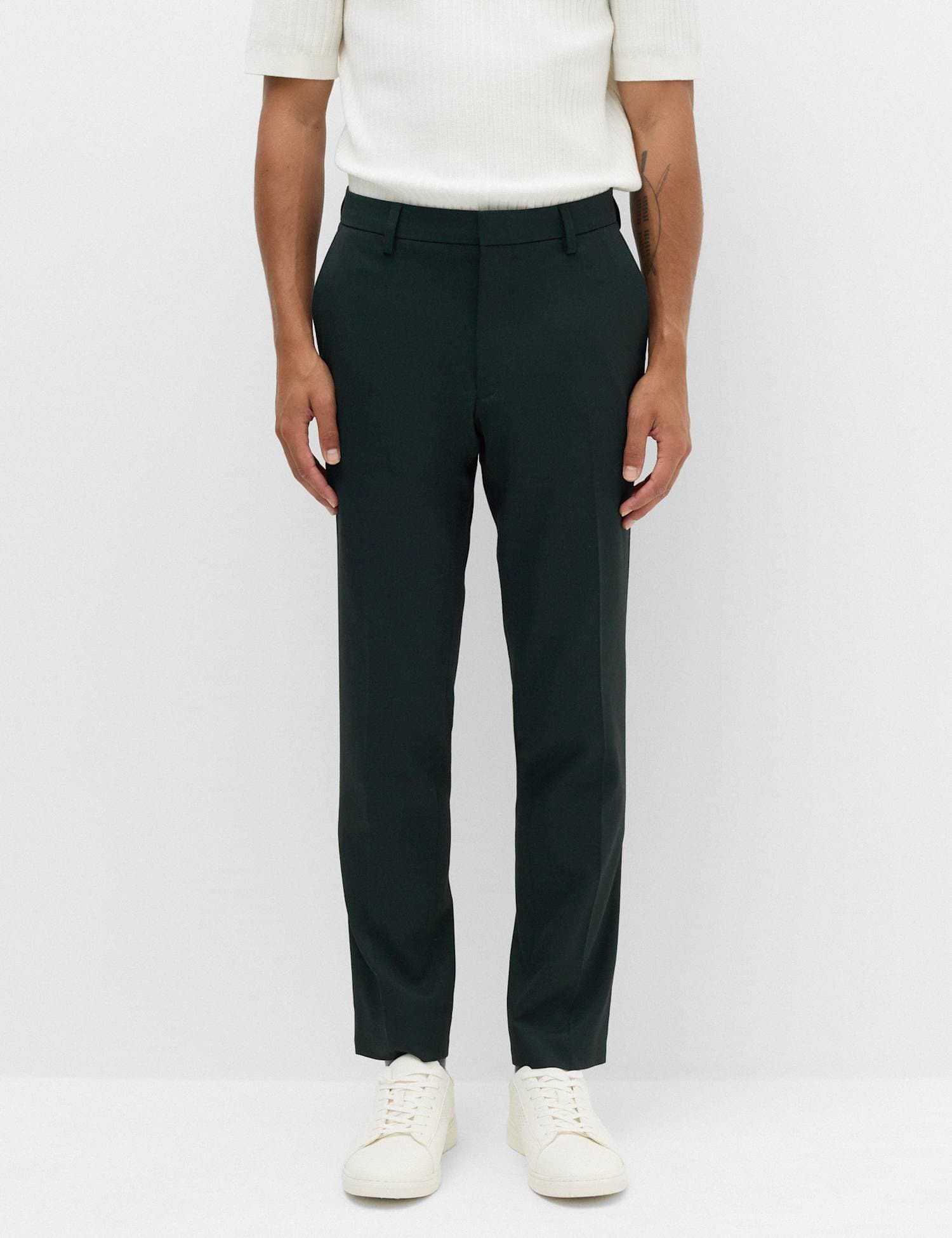 Marks & Spencer M&S Slim Fit Smart Stretch Trousers Dark Evergreen