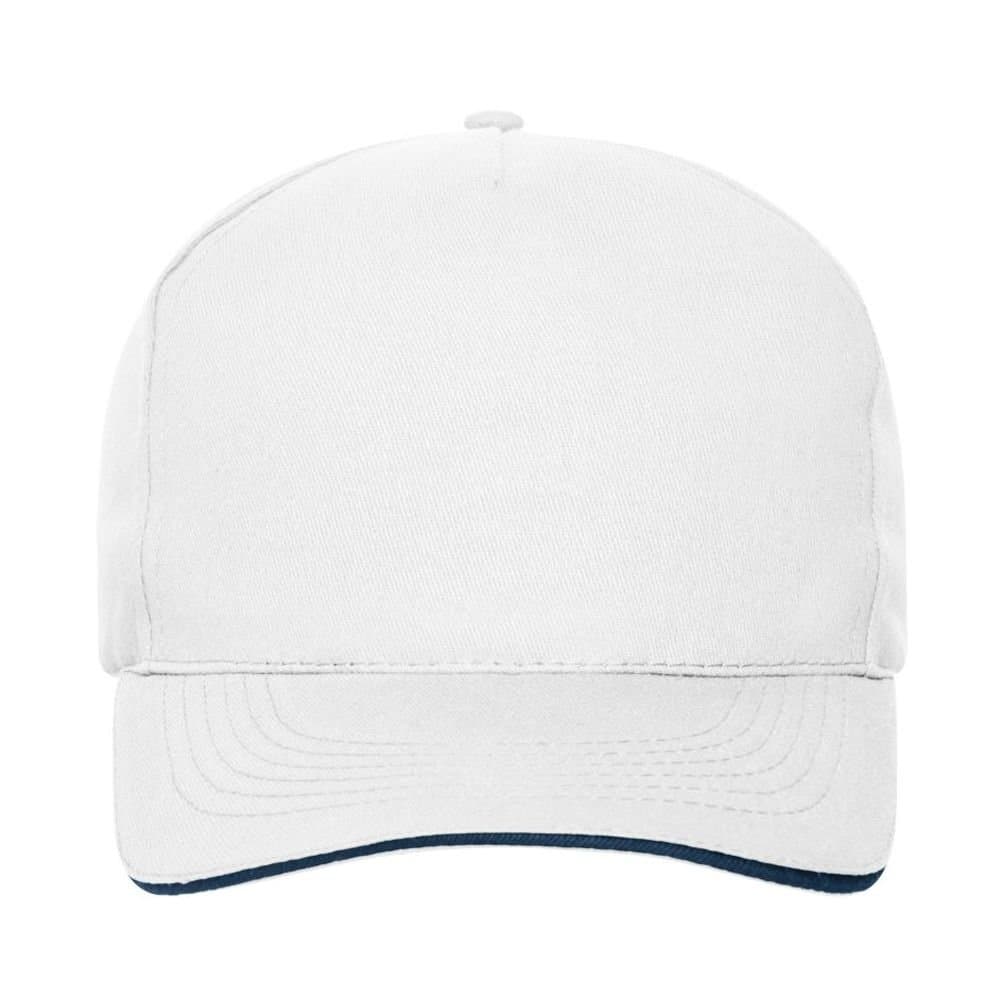 Myrtle Beach Myrtle Beach Men's 5 Panel Cotton Sandwich Peak Cap in Off-White