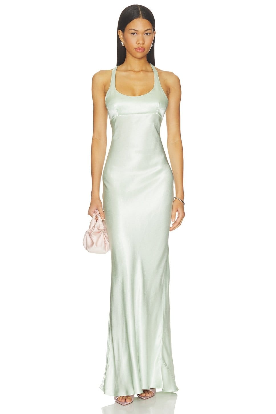 Revolve Mint Satin Crossover Dress