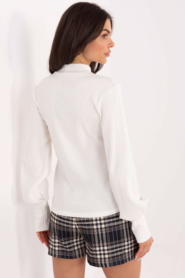 Love Lace Love Lace Women's Everyday Cotton Elastane Turtleneck Blouse Style 221827 in White - 3