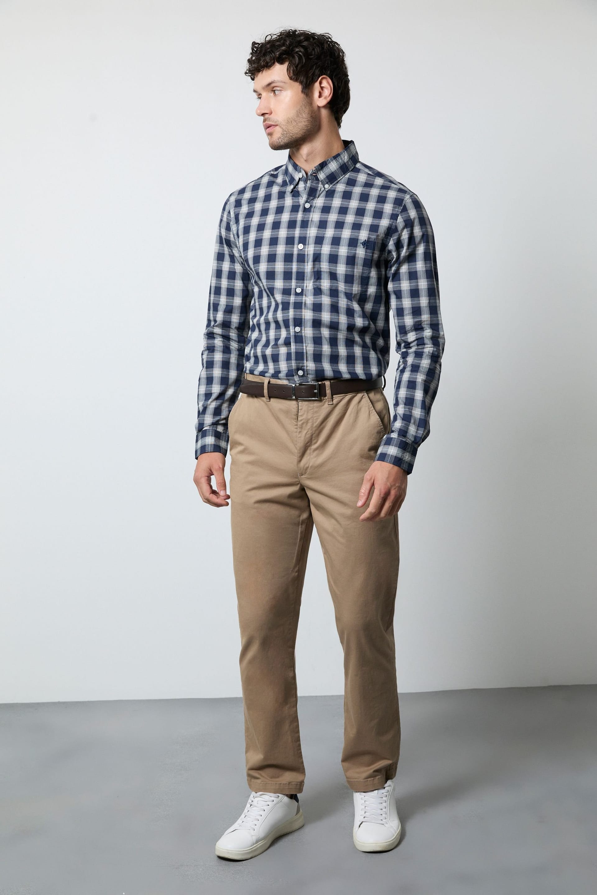 Maine Maine Men's Navy Plaid Check Long Sleeve Shirt - 4