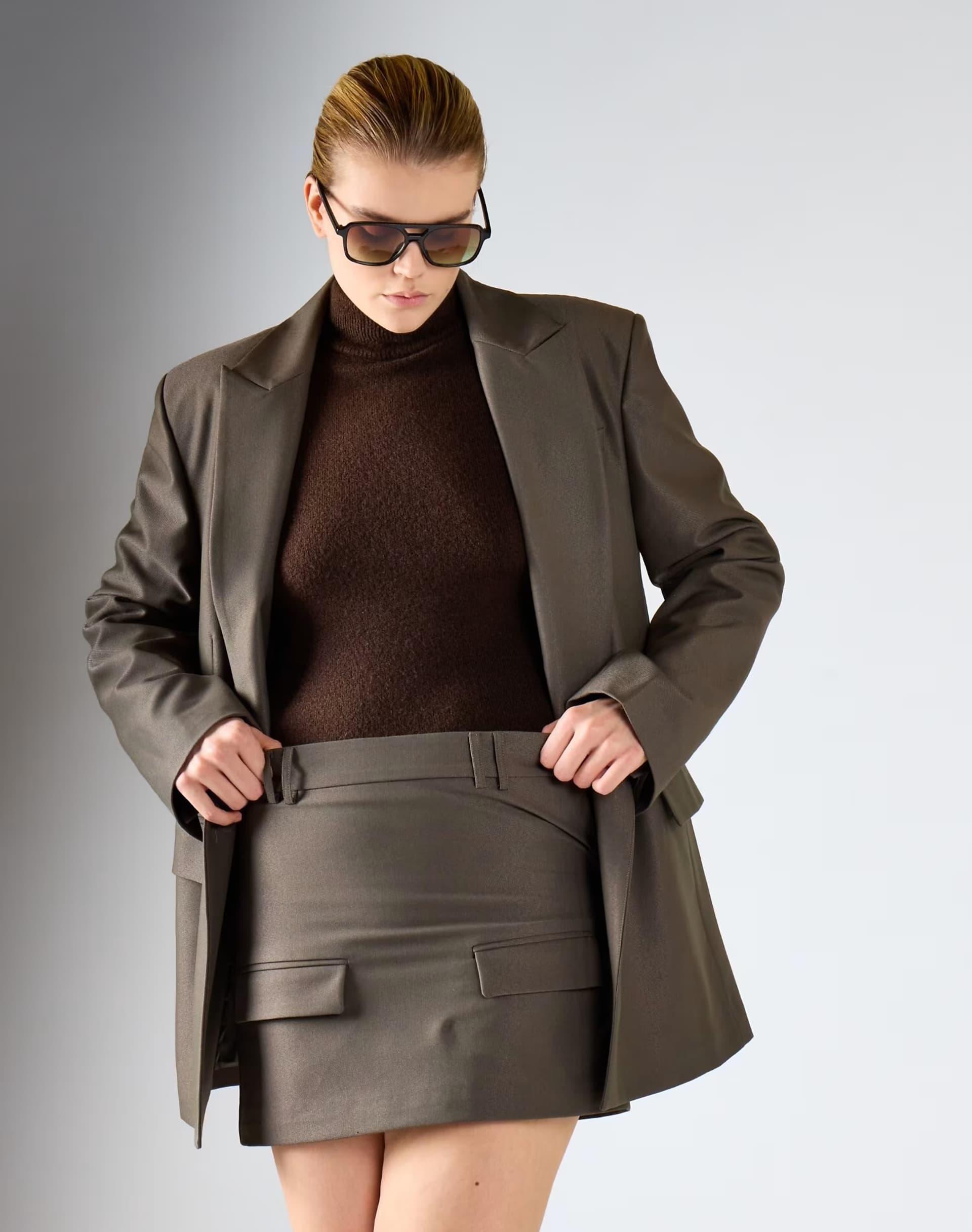 ASOS Glamorous Flap-pocket mini skirt in khaki