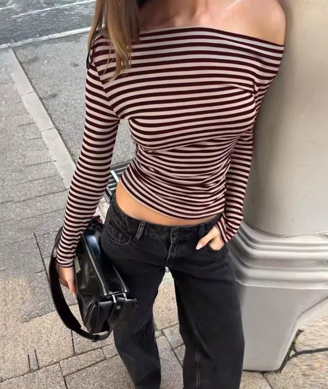 Spring long sleeve stripy top