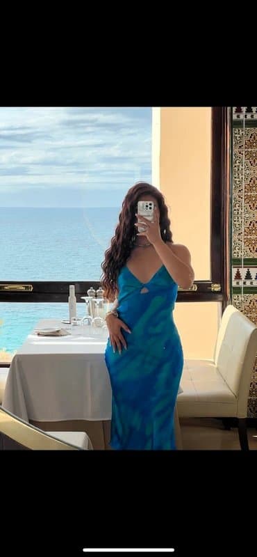 Bershka Blue satin midi/maxi dress