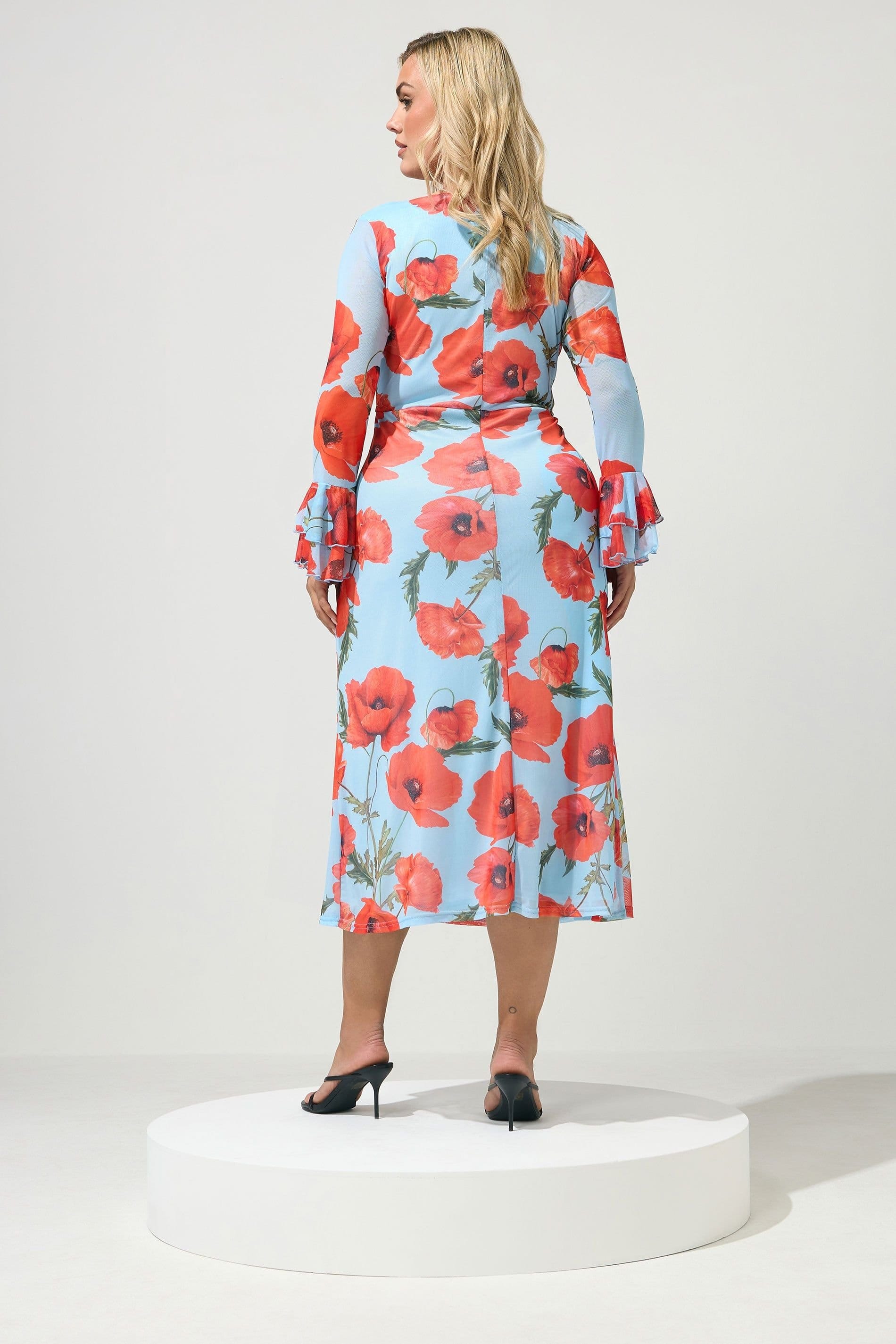 Yours Yours Women's Floral Mesh Maxi Dress in Baby Blue - 4