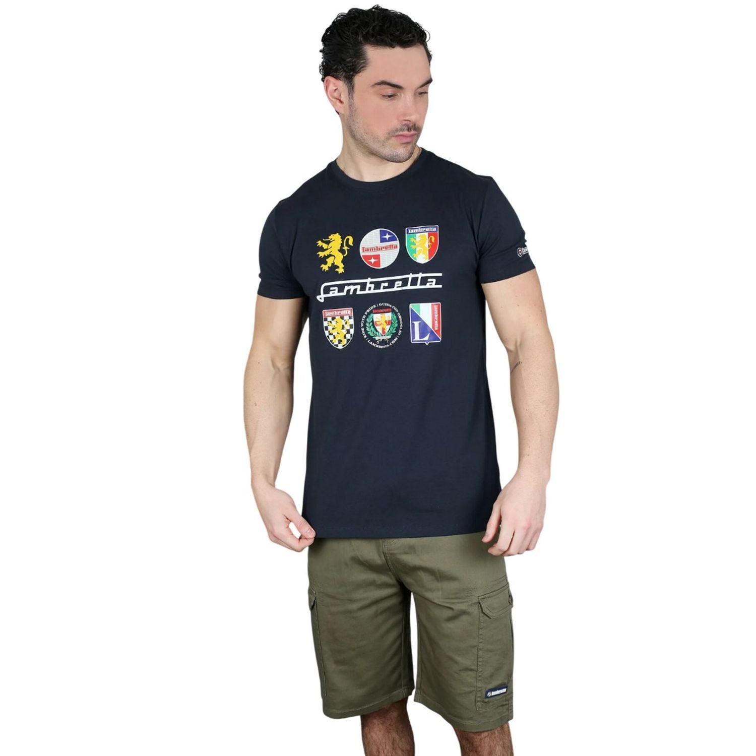 Lambretta Lambretta Men's Heritage SS26 Logos T-Shirt in Navy - 3