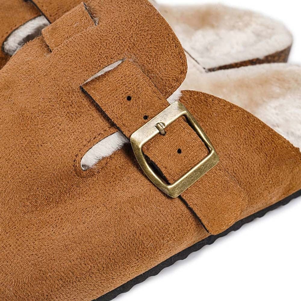 Voltico Voltico Men's Men's Faux Suede Clogs with Plush Lining - Warm & Anti-Slip Slippers in Brown - 4