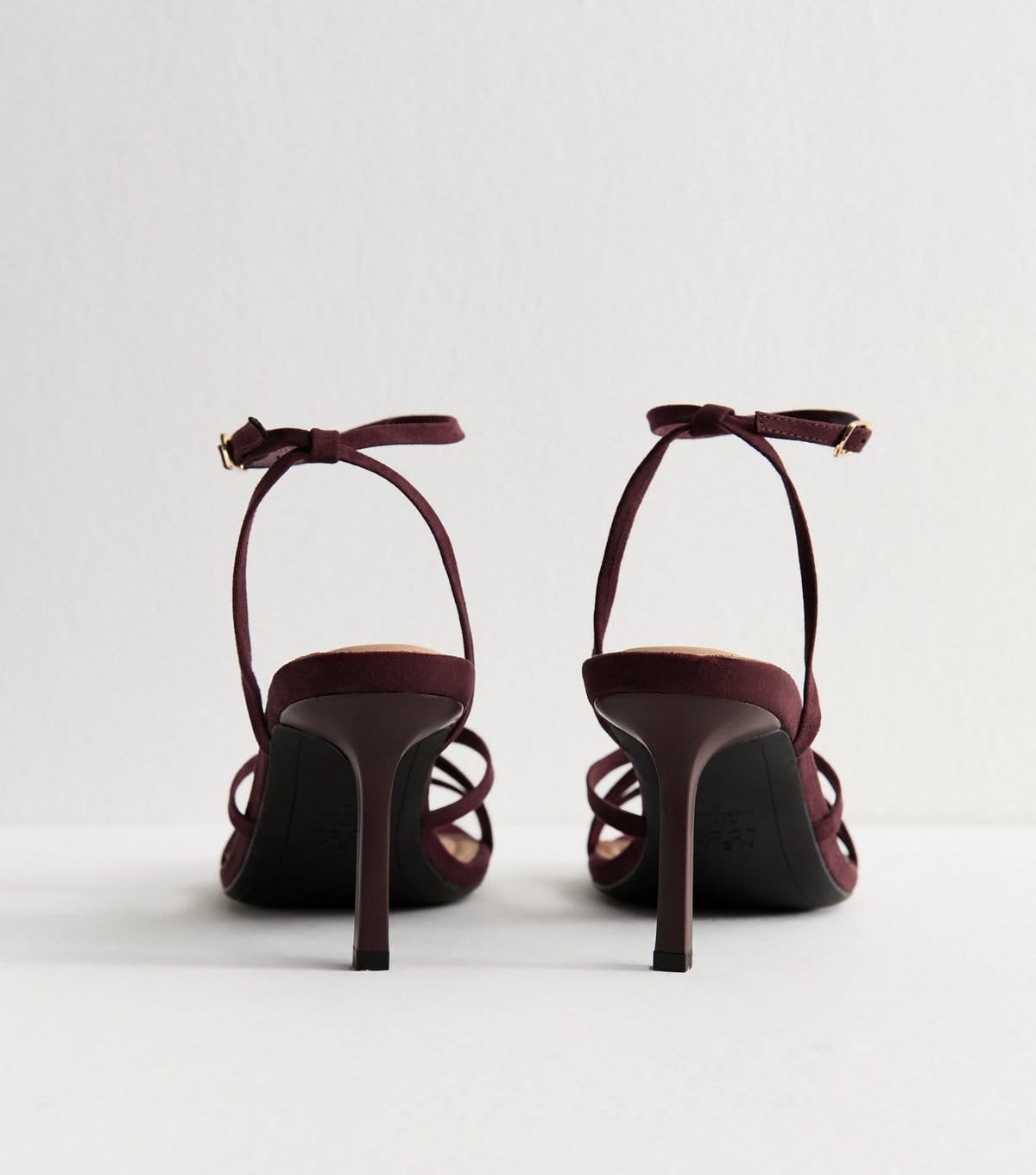 New Look Women's Dark Burgundy Faux Suede Strappy Almond Toe Sandals Vegan New Look - 4