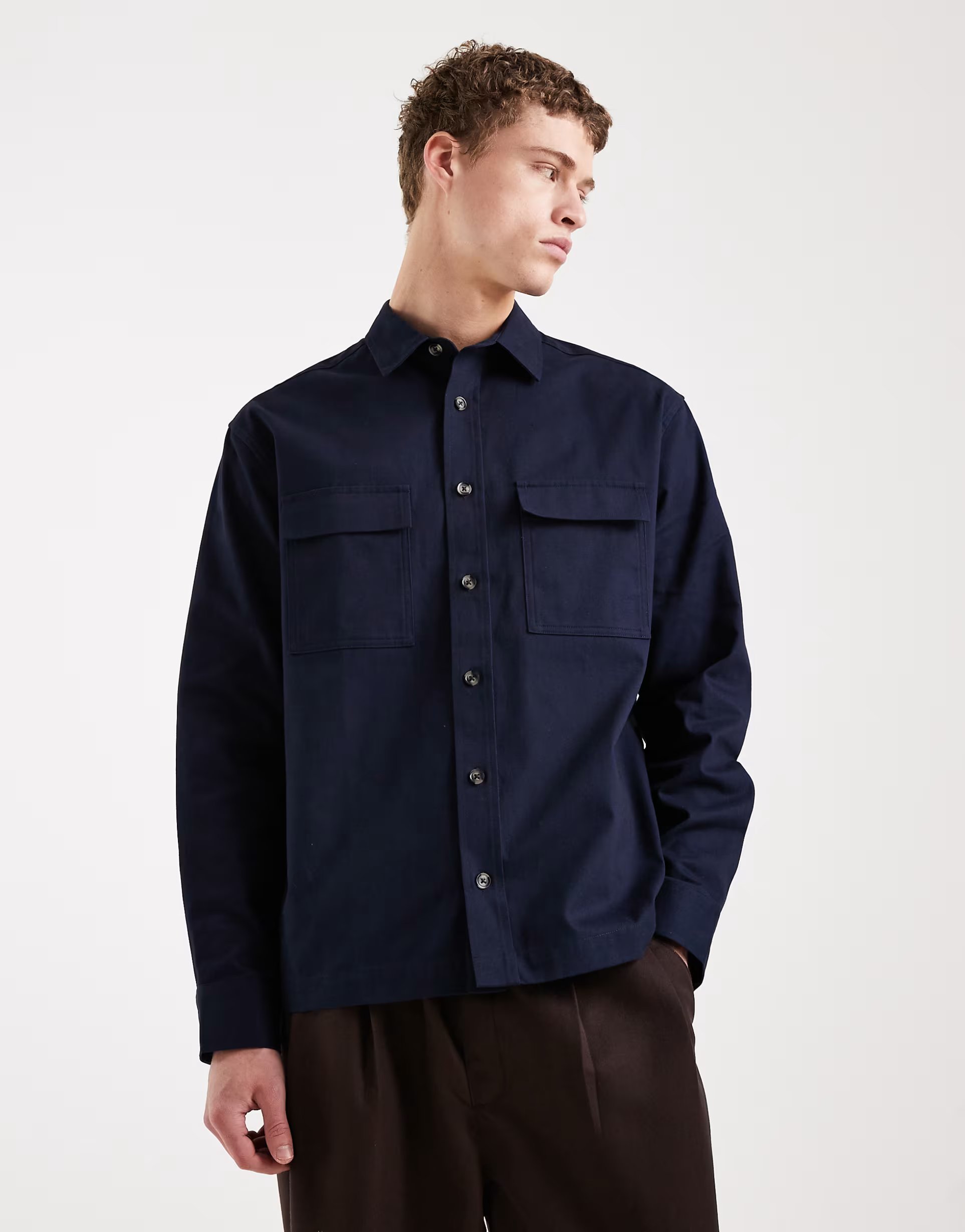 ASOS ASOS DESIGN relaxed shirt in navy - 1