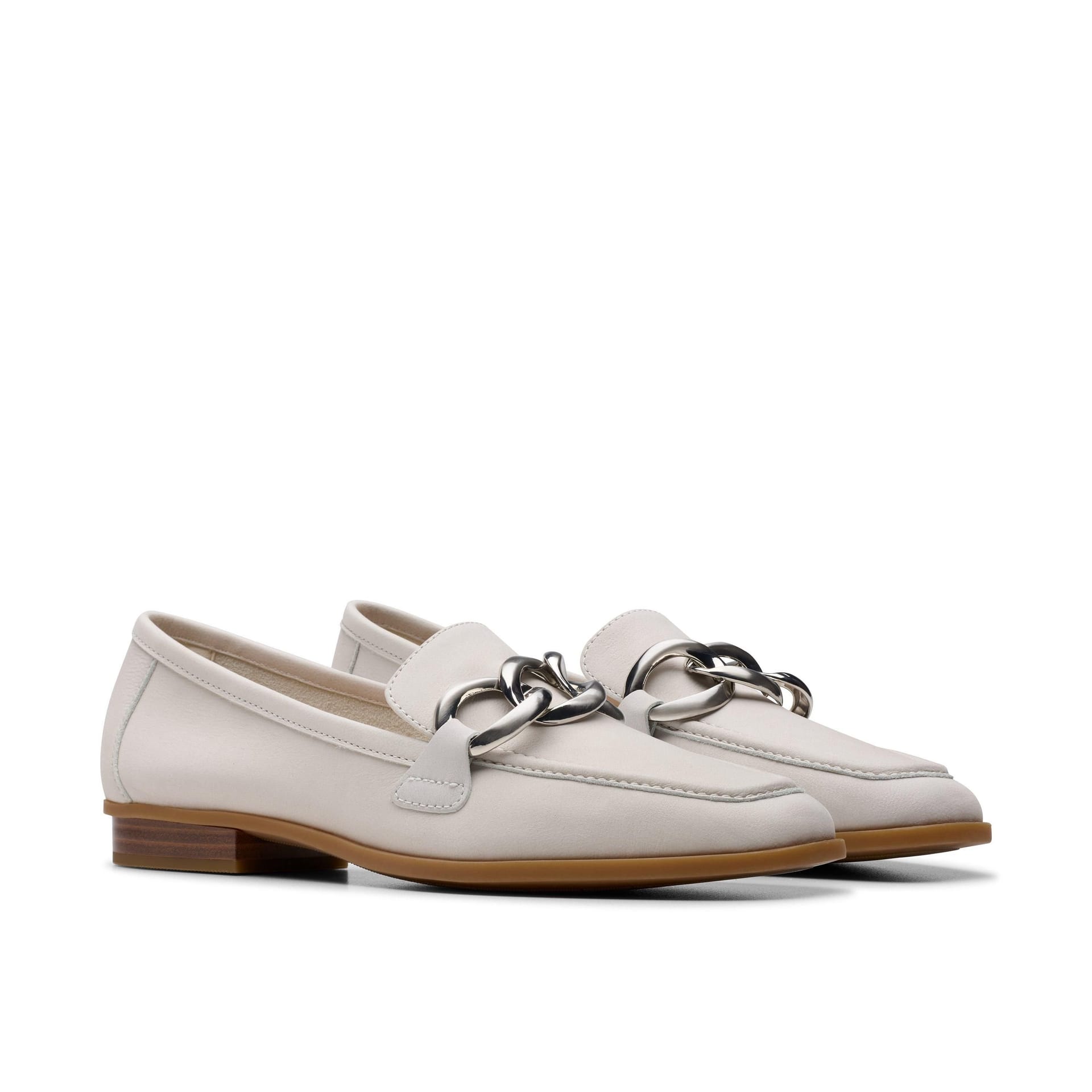 Clarks Clarks Women's Sarafyna Iris Off-White Leather Loafers, Slip Ons in White - 4