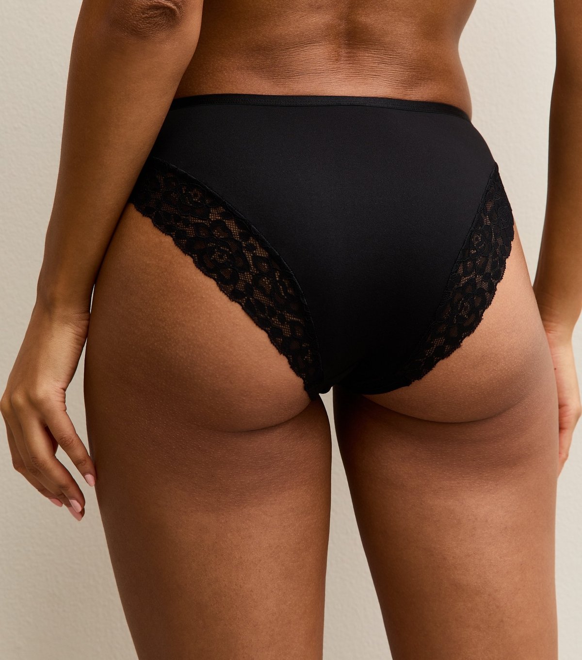 New Look Women's Black Microfibre Lace Back Brazilian Briefs New Look - 4