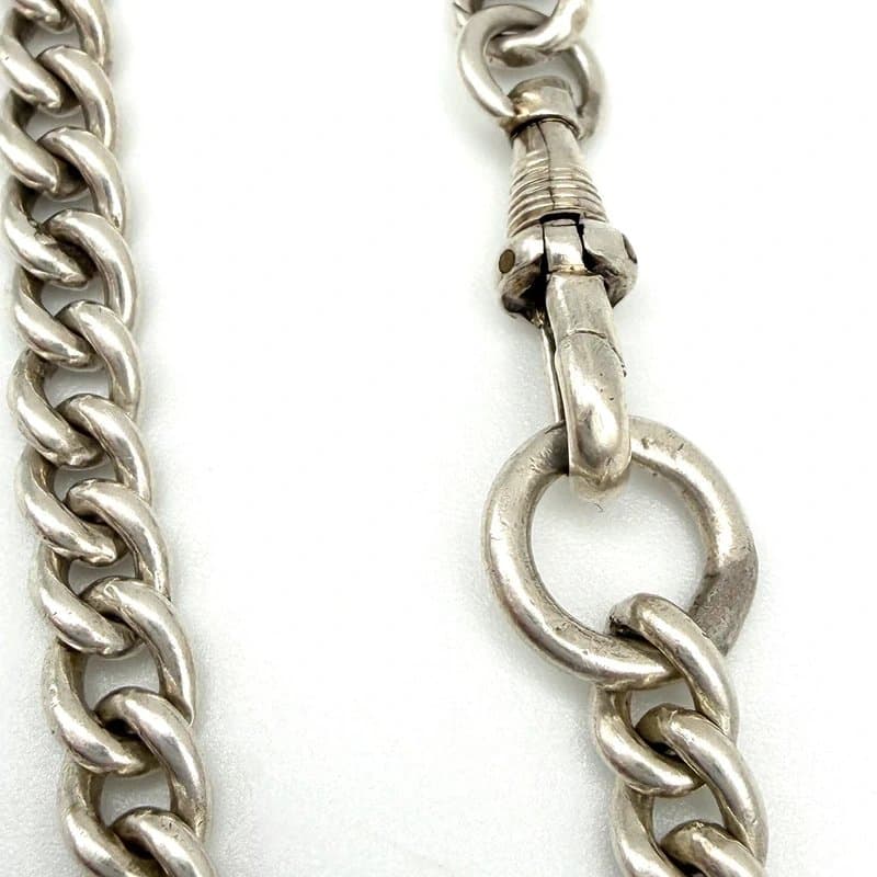 no brand Antique Sterling Silver Curb Link Bracelet Albert Chain Dog Clip Bracelet
