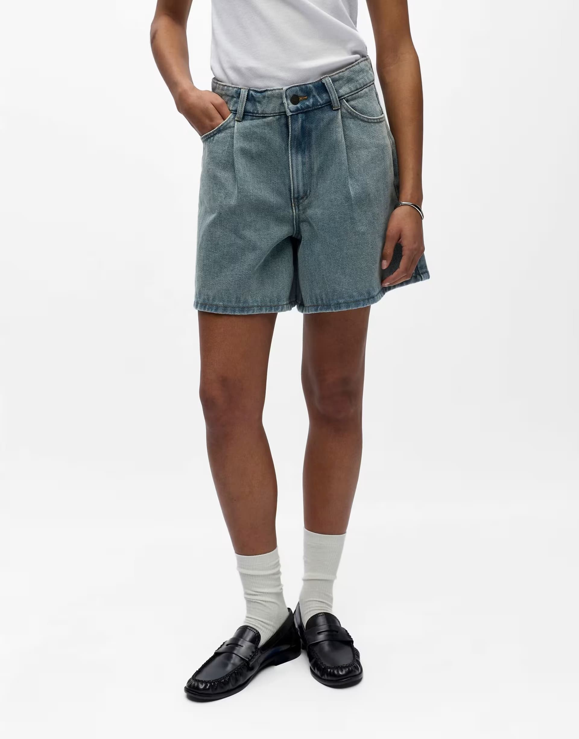 ASOS ASOS Embroidered Denim Shorts in Light Blue