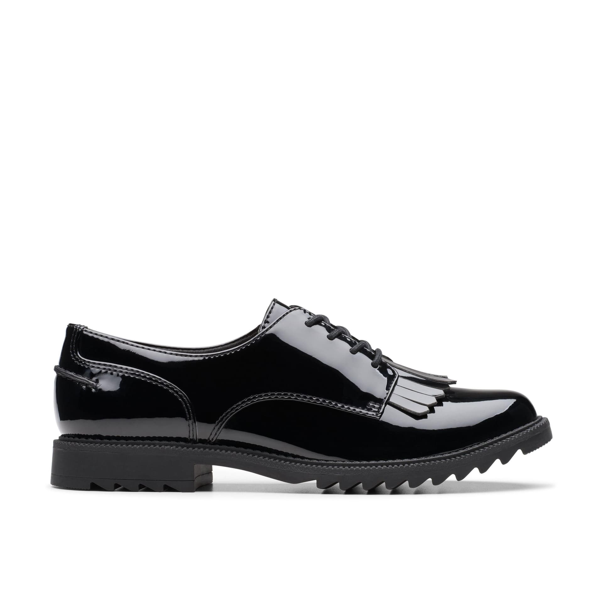 Clarks Clarks Women's Griffin Mabel 2 Black Patent Derby Shoes, Lace Up