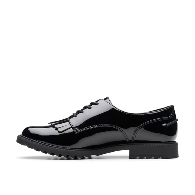 Clarks Clarks Women's Griffin Mabel 2 Black Patent Derby Shoes, Lace Up - 2