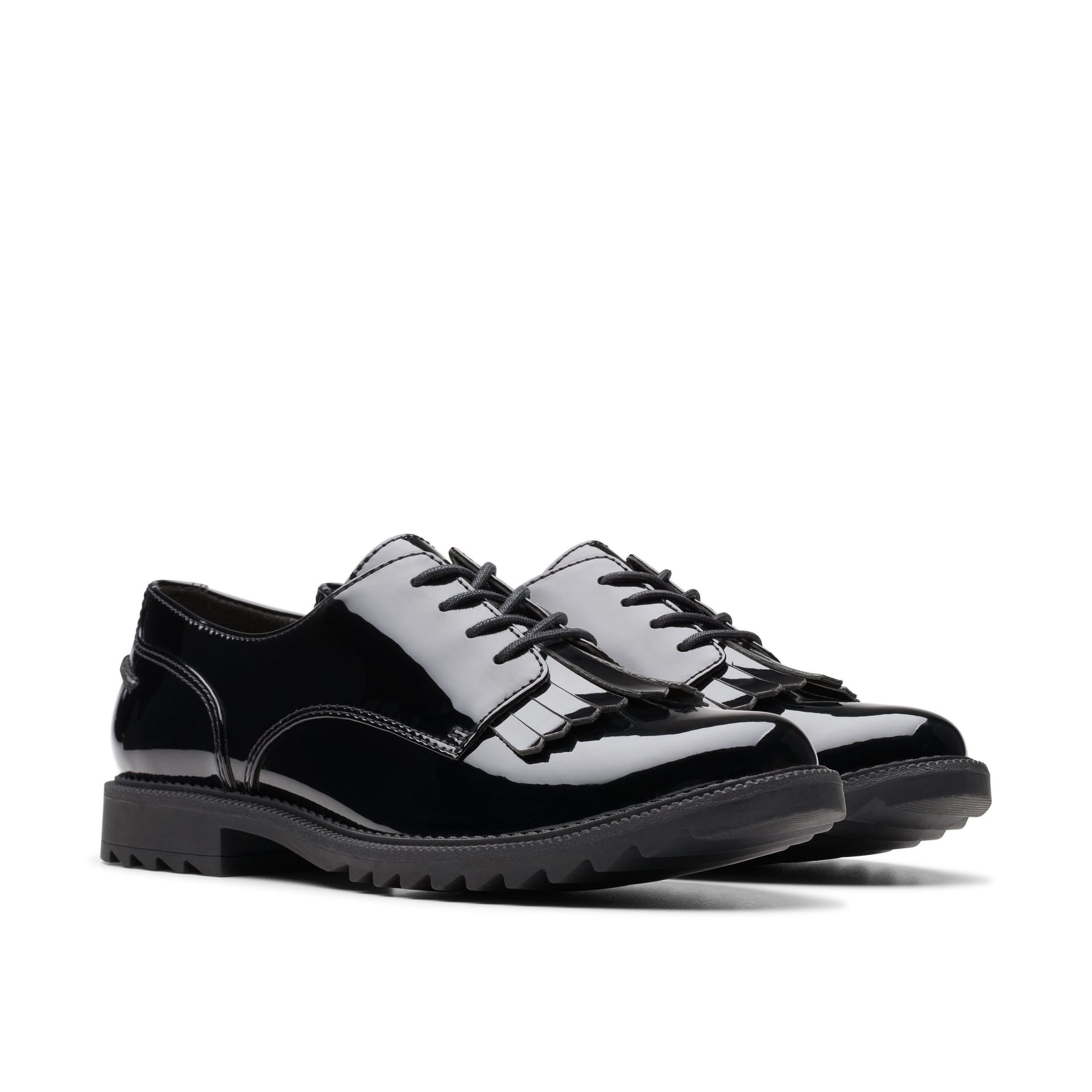 Clarks Clarks Women's Griffin Mabel 2 Black Patent Derby Shoes, Lace Up - 4
