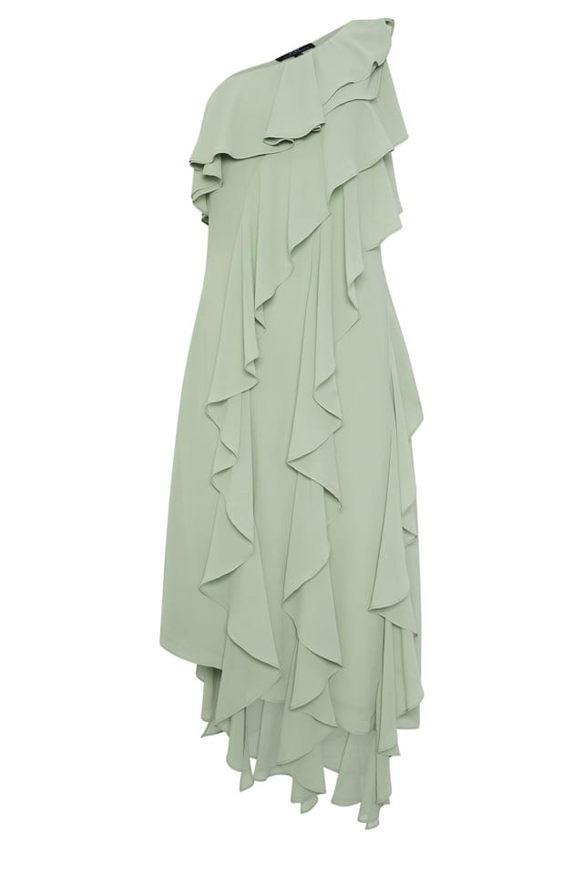 Star by Julien Macdonald Star by Julien Macdonald Women's One Shoulder Ruffle Tiered Dress in Light Green - 2