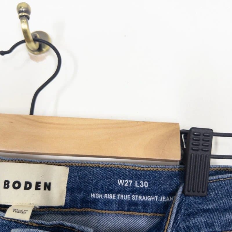 Boden Boden High Rise True Straight Jeans W27 L30 UK 8 10 Mid Blue Raw Hem