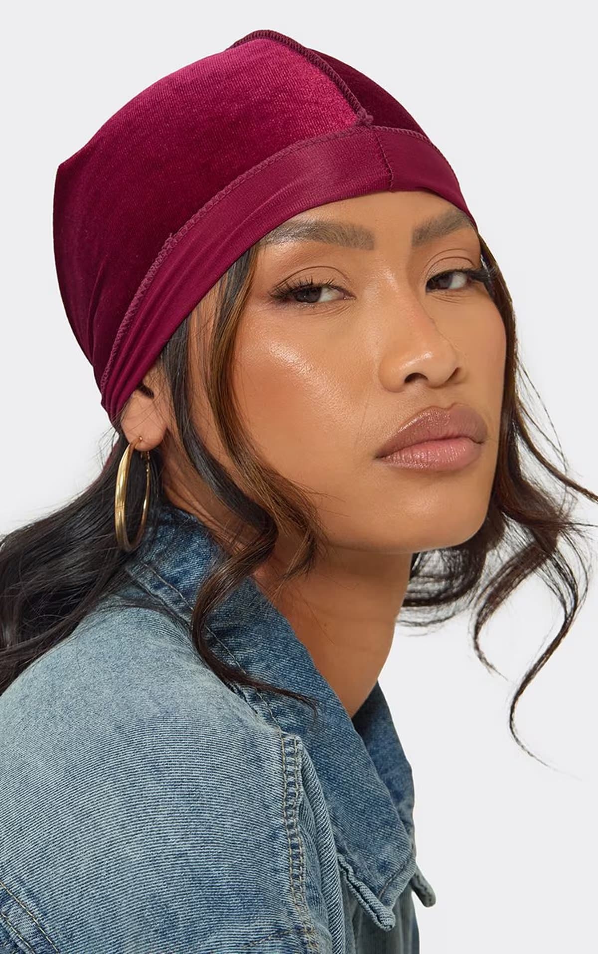 EGO Bandana Head Scarf In Burgundy, Women's Size UK 0