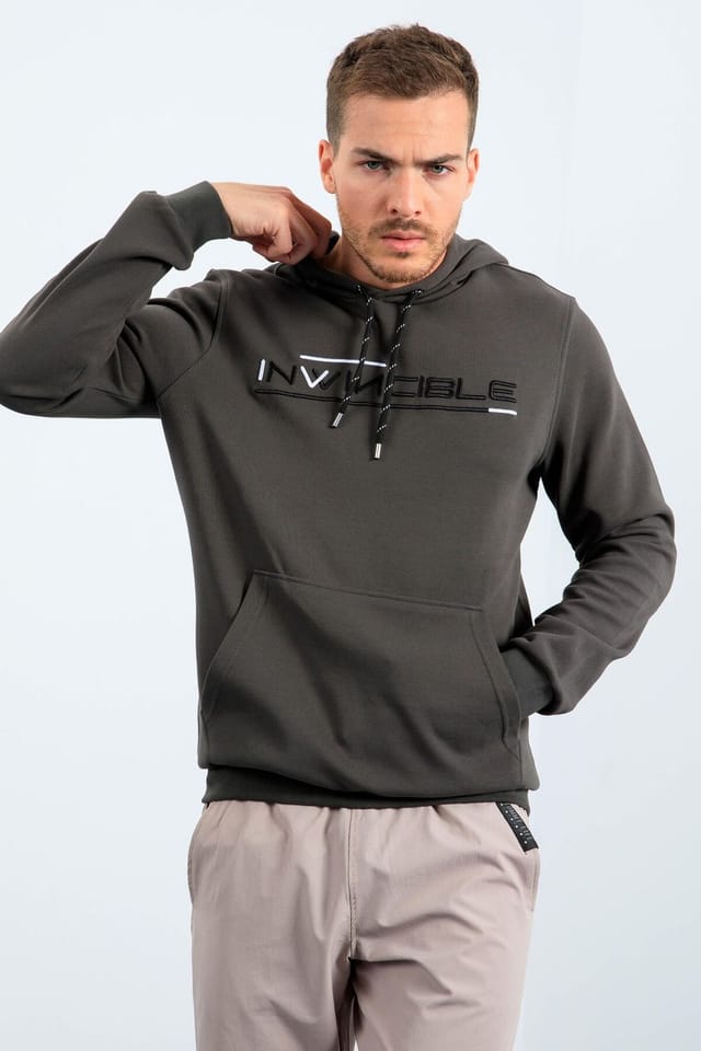 Tommy Life Tommy Life Men's Printed Hooded Sweatshirt With Pocket in Charcoal - 3