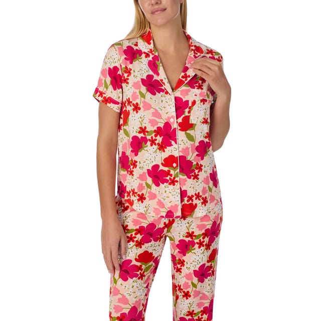 kate spade new york Kate Spade New York Women's KS new york short sleeve cropped pj set in bountiful garden in Light Red - 3