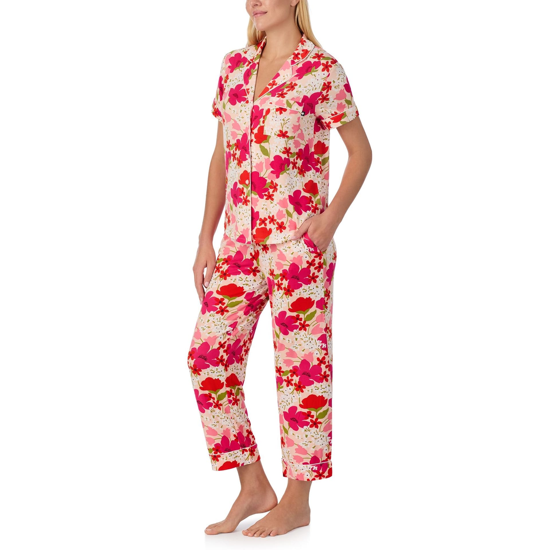 kate spade new york Kate Spade New York Women's KS new york short sleeve cropped pj set in bountiful garden in Light Red - 4