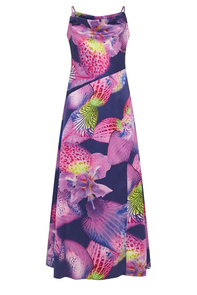 Star by Julien Macdonald Star by Julien Macdonald Women's Floral Cowl Neckline Maxi Dress in Purple - 2