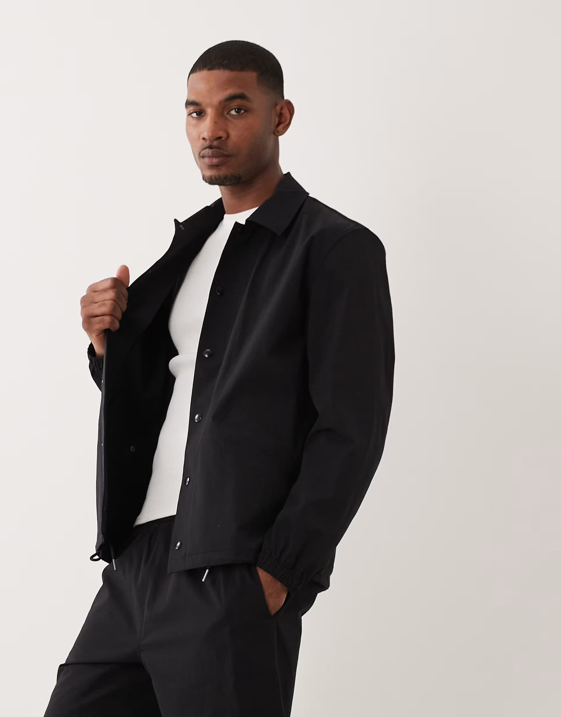 ASOS ARKET co-ord popper front overshirt in black