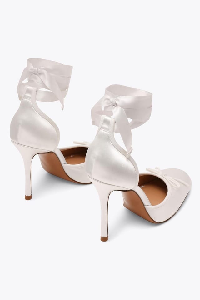 Steve Madden STEVE MADDEN Women's 'Larina White Satin' Fabric Heels - 3