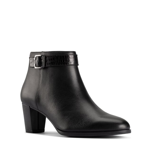 Clarks Clarks Women's Kaylin 60 Boot Black Leather Ankle Boots - 2