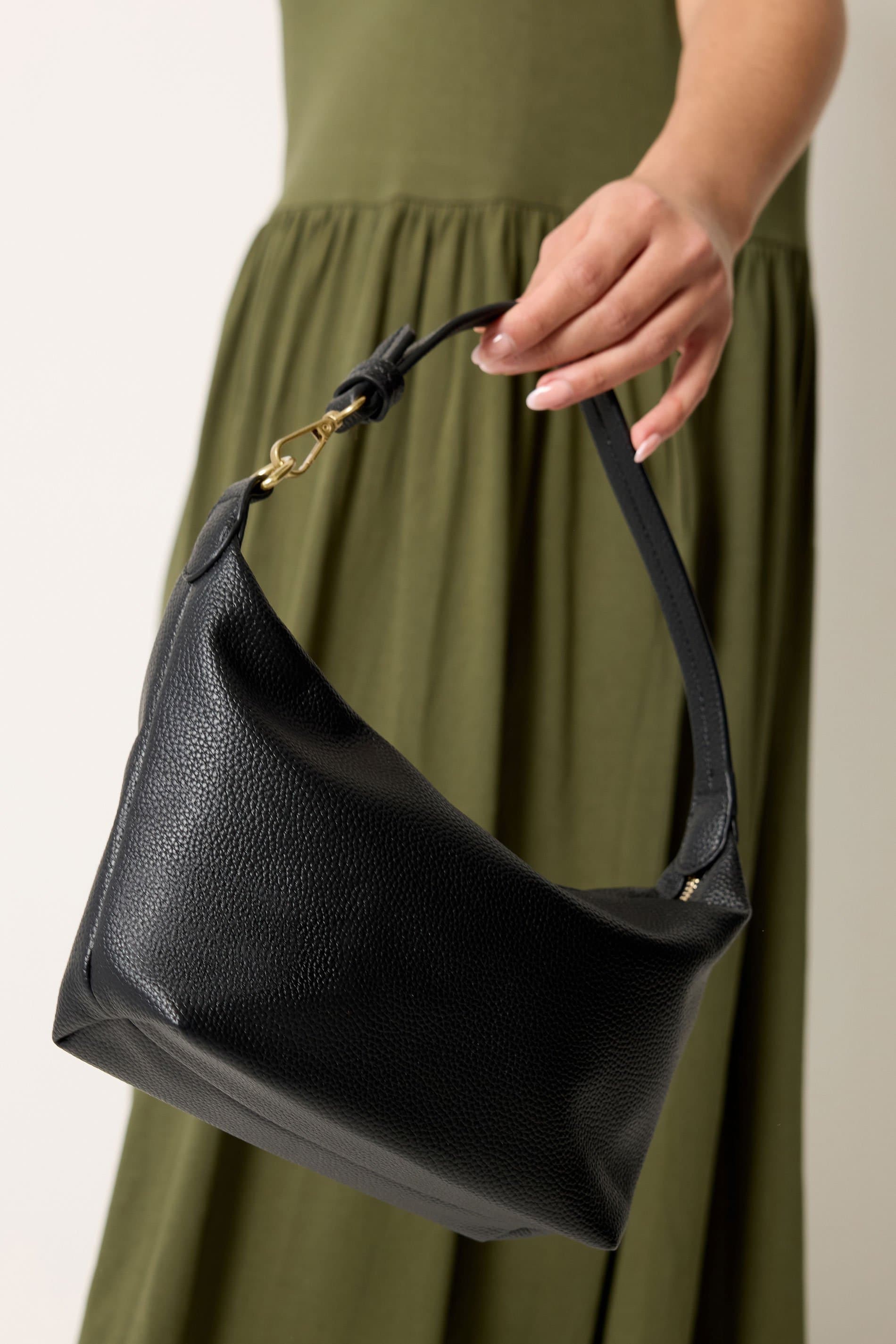 Yours Black Button Strap Tote Bag