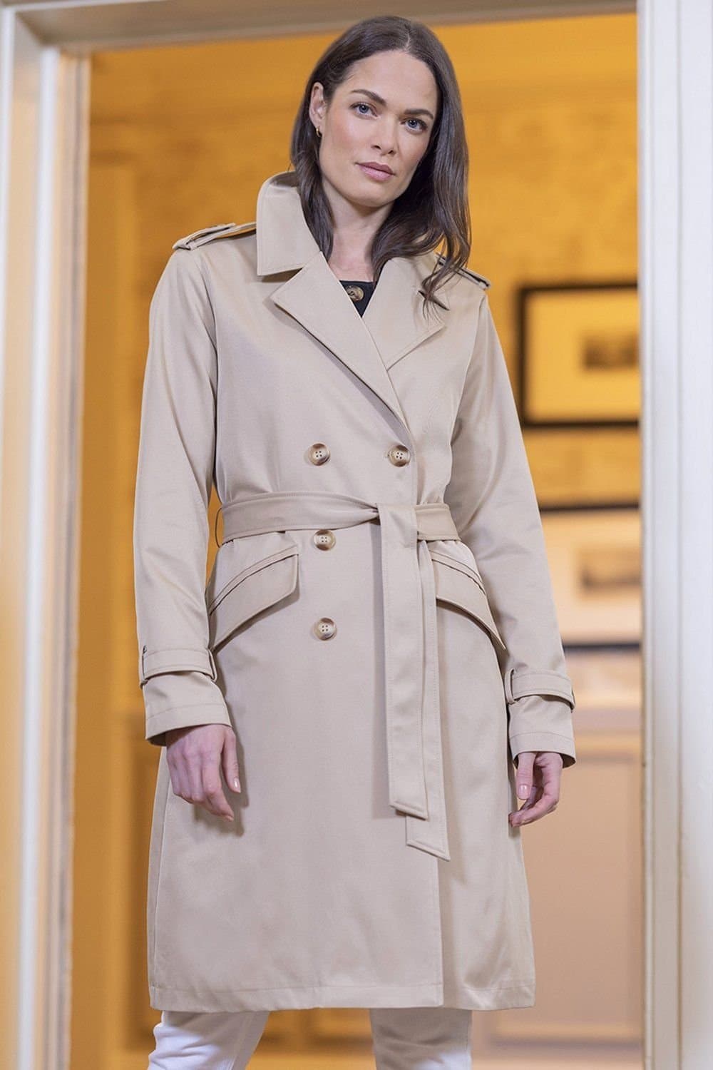Klass. Klass Beige Double Breasted Trench Coat