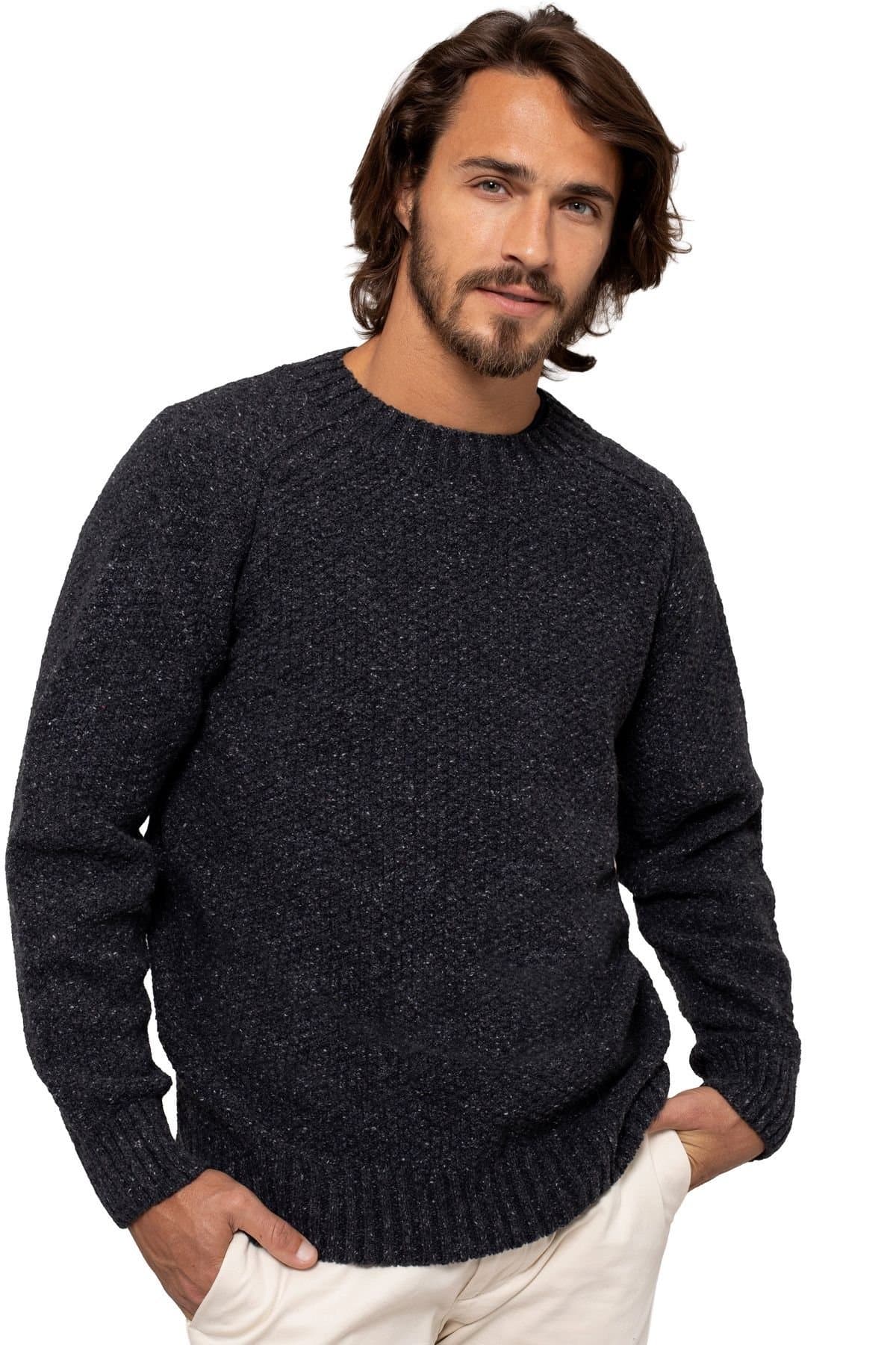 Celtic & Co Celtic & Co Dark Grey Moss Stitch Sweater