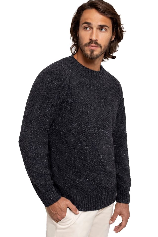 Celtic & Co Celtic & Co Men's British Moss Stitch Sweater in Dark Grey - 3
