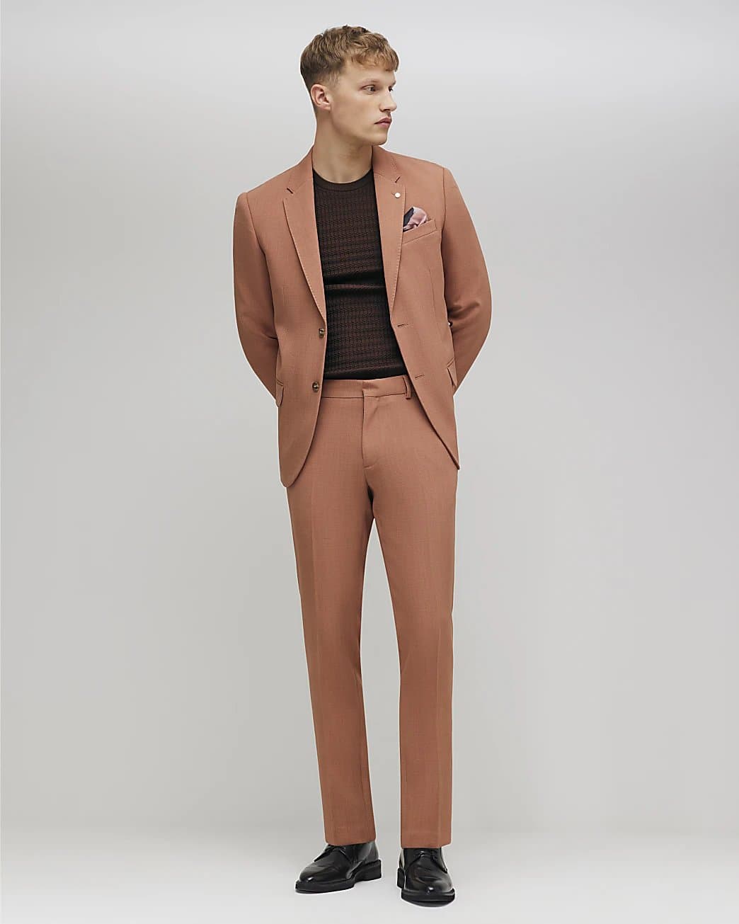 River Island Mens River Island Pink Skinny Fit Stretch Suit Trousers