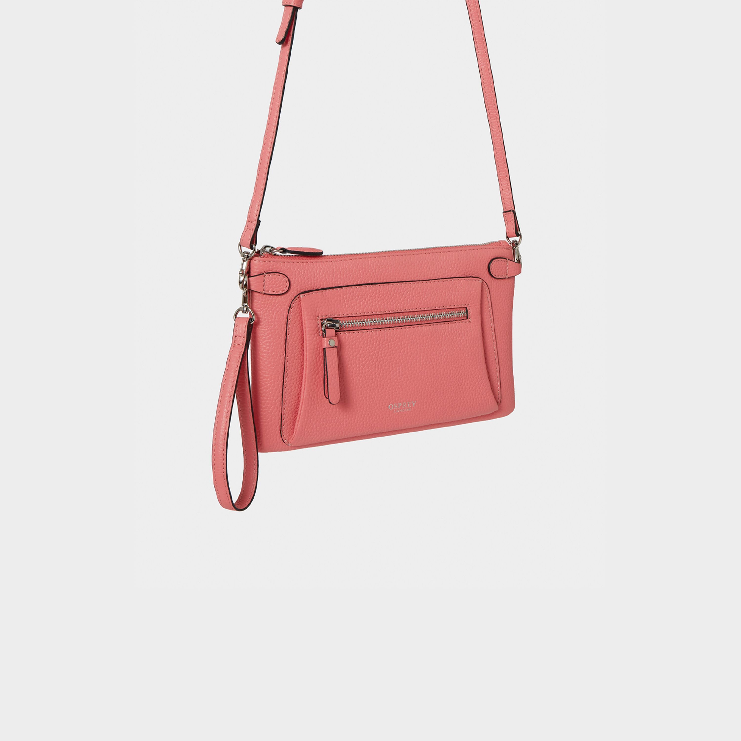 OSPREY LONDON OSPREY LONDON Women's The Ruby Leather Crossbody Clutch Bag in Peach - 2