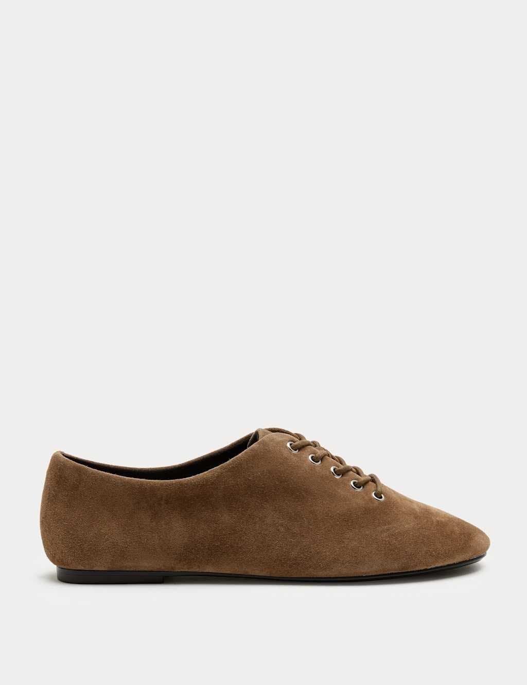 Marks & Spencer M&S Suede Lace Up Flat Shoes Mink