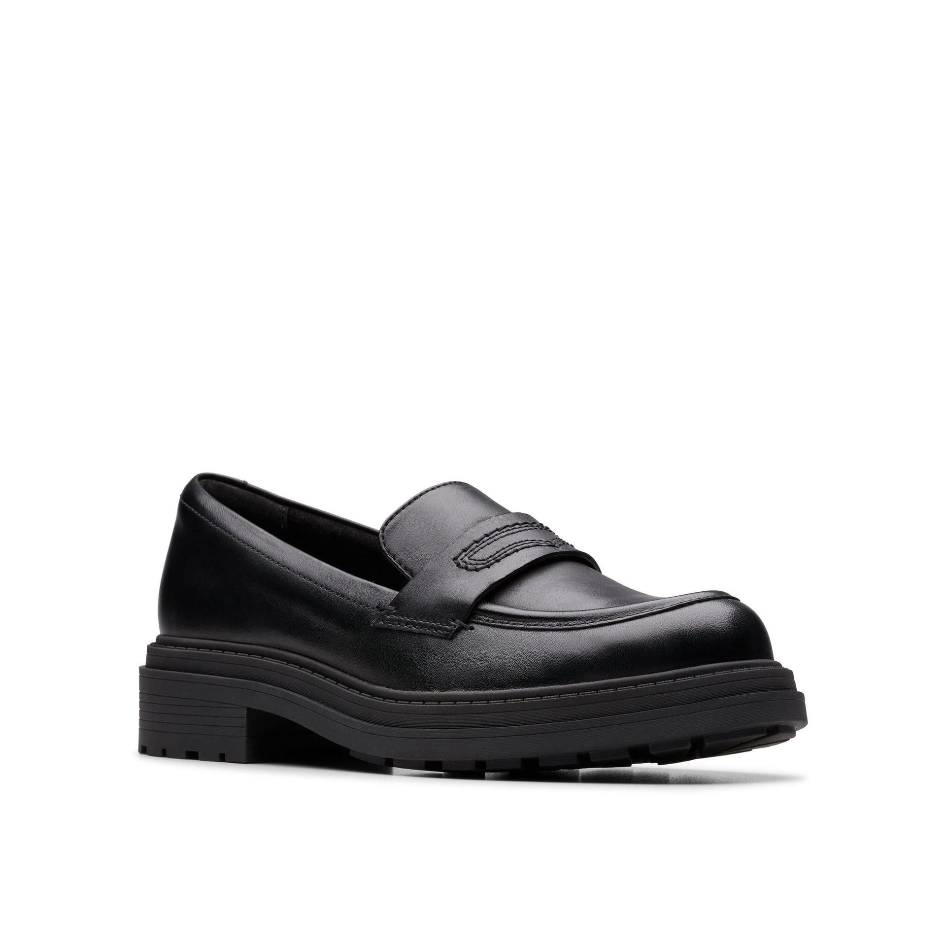 Clarks Clarks Women's Orinoco3 Edge Black Leather Slip Ons, Loafers - 4