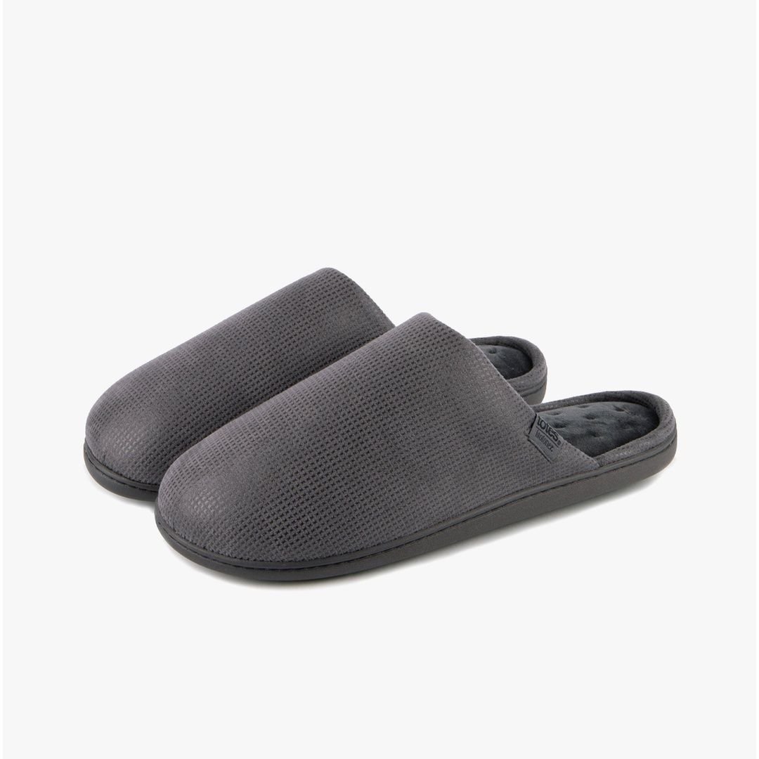 Totes Isotoner Totes Isotoner Men's Mens Square Patterned Smart Mule Slip On Slippers in Grey - 3
