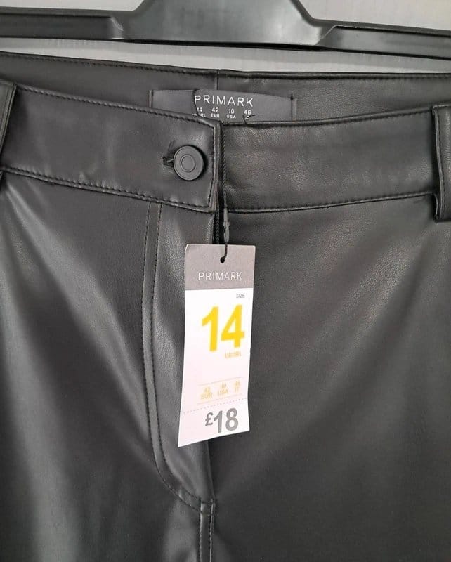Ladies Primark Black Leather Look Straight Leg Jeans