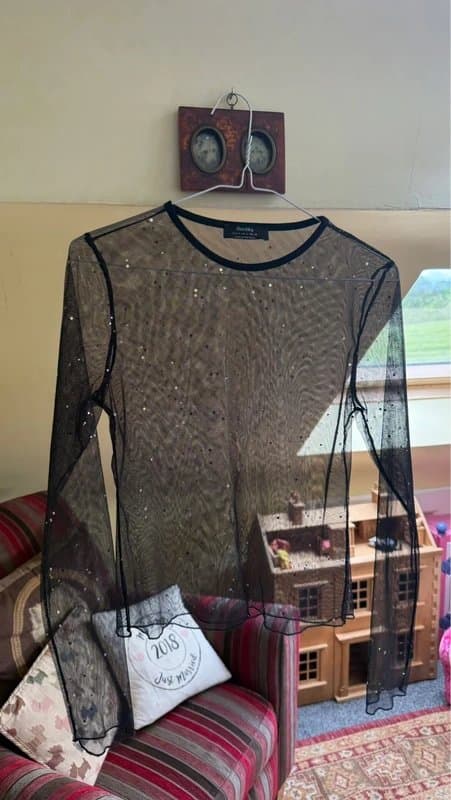 Bershka Sequin sheer top