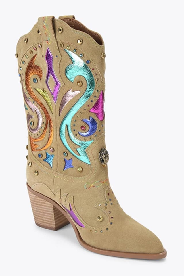 Kurt Geiger London Kurt Geiger London Women's 'Kensington Cowboy Boot' Suede Leather Boots in Camel - 2
