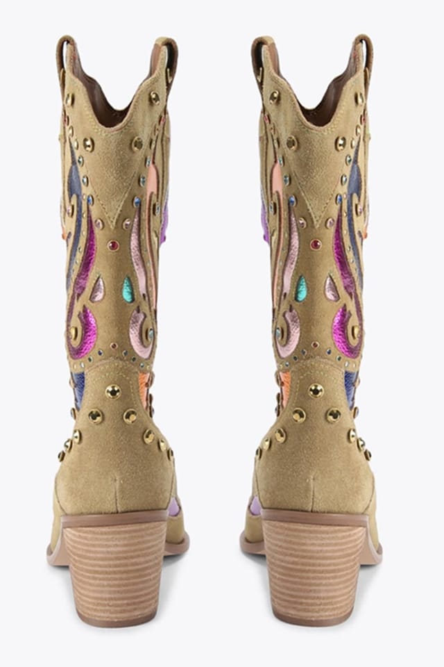 Kurt Geiger London Kurt Geiger London Women's 'Kensington Cowboy Boot' Suede Leather Boots in Camel - 3